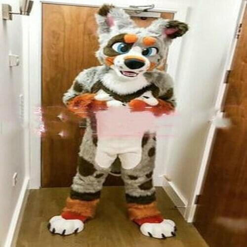 Gray Long Fursuit Husky Dog Mascot Costume Cosplay Party Game Fursuit Outfits Carnival Halloween Xmas Easter Ad Clothes