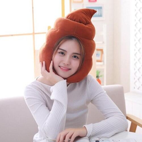 Creative Cute Shit Shape Plush Hat Stuffed Toy Funny Fake Poop Full Headgear Cap Gag Gift Cosplay Party Photo Props