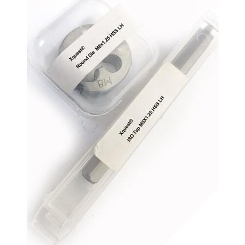 2pcs HSS Left hand Metric thread Tap and Die set M8 M8X1.25 M8X1 M8X0.75 LH Machine straight flute plug taps round dies sets