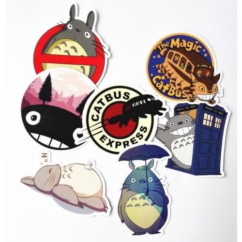 7pcs/lot Totoro Cute Waterproof Stickers Decal For Snowboard Laptop Luggage Car Fridge Car-Styling Vinyl Home Decor Pegatina