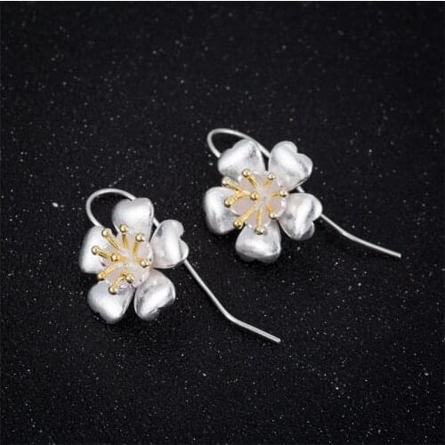 Fashion Big Silver Color Geometric Plant Earrings For Women Wedding Party Jewelry Statement Lotus Flower Earrings 2021