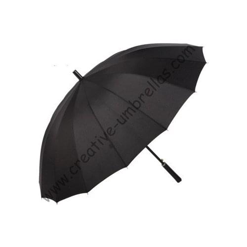 Mans business straight metal golf umbrellas,anti rust metal shaft and metal ribs,auto open,windproof,straight leather handle