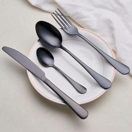 Spklifey Black Dinnerware Set Cutlery Stainless Steel Black Cutlery Set Rainbow Dinner Tableware Wedding Silverware Set