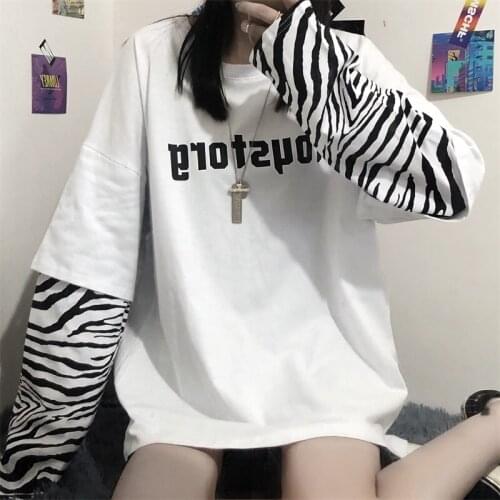 New Hot selling long sleeve neutral tops for women 2021 fashion clothes for teens goth woman tshirts casual graphic tee Ay9131