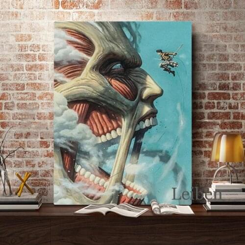 Attack On Giant Anime Cartoon Poster On The Wall Vintage Canvas Paintings and Prints Childrens Room Decoration Frameless Mural