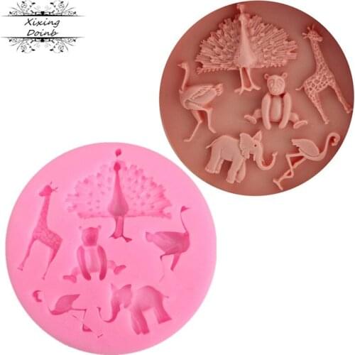 DIY giraffe / peacock / bear / elephant shaped silicone mold soft candy cake decorating chocolate cake making mold