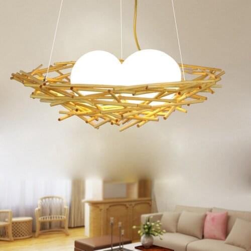 Brief originality wood modern Pendant Lights western restaurant bedroom lamp personalized cafe bird nest solid LU630 ZL43 YM