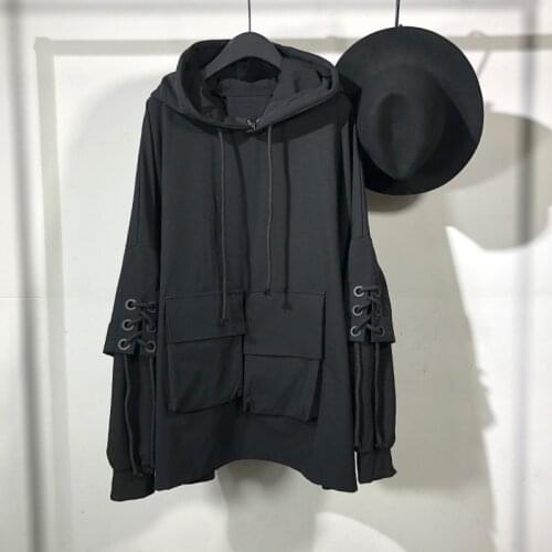 Owen Seak Men Cotton Hoodies Sweatshirts Gothic Mens Clothing Spring Autum High Street Hip Hop Oversize Solid Black Coat Jacket