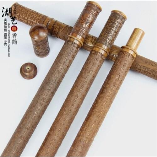 Fine rosewood long joss stick cylinder engraving heart sutra incense tube with sweet fragrance box there are equipment wholesale