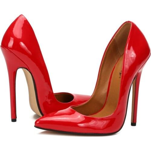 Fashion High Heels Sexy Shoes Women Pumps White Stiletto Heel Patent Leather Office Wedding Shoes Large Size 43 44 45