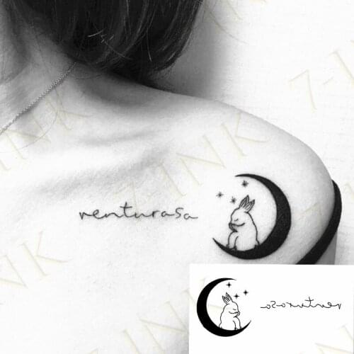 Temporary Tattoos Fake Tattoo Sticker Moon Rabbit Tatto Hand Arm Foot Body Art Tatoo Waterproof Tatoo For Girl Women Men