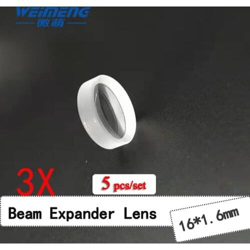 Weimeng 5pcs/set 16*1.6mm 3X Beam Expander Lens JGS1 quartz laser lens for laser cutting welding marking beauty machine