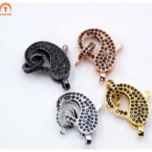 ASA&TESS Black CZ Micro Pave Lobster Claw Clasp/Link Connector Pave Claw Clasp Micro Pave CZ Clasps Link/ Connector/ Clasps