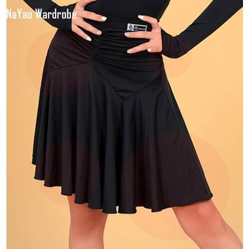 2021 New H7135 Lotus Design Black Kids Latin Dance Skirt Girl Latin Dancing Skirt for Belly Ballroom Tango Dancewear