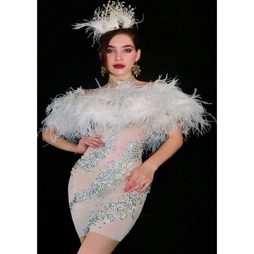 Women Sexy Stage Sparkly Silver Rhinestone Fringe Transparent Dress Women Dancer Show Celebrate Outfit Prom Bar Birthday Outfit