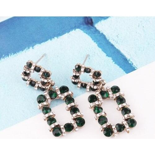 2021 New American Fashion Personalized Geometric Earrings Light Luxury Rhinestone Popular Earrings Are Popular