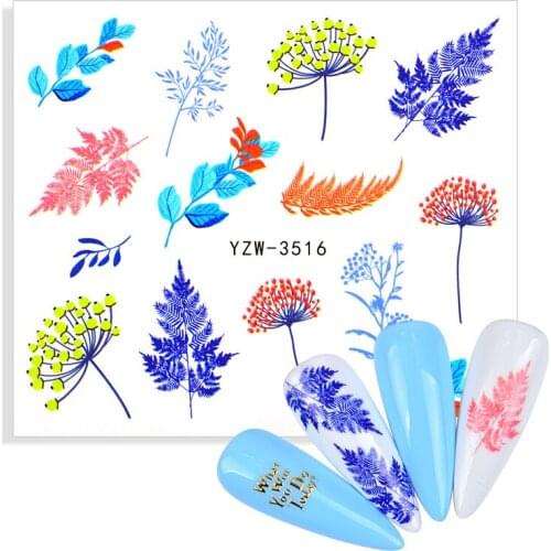 2021 New Arrival 3D Nail Water Transfer Sticker Flower Leaf Series Design Nail Art Decoration Decals Manicure Stickers for Nails
