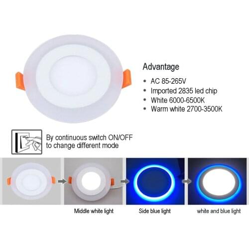 3 Models 6W 9W 16W Round Hidden Mounted LED panel light LED indoor Ceiling down lamp kitchen AC 85-265V+Driver