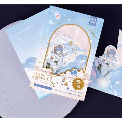 30 Pcs/Set Space Diary and Lemonade Postcard DIY Cartoon Girl Greeting Cards Message Card Stationery