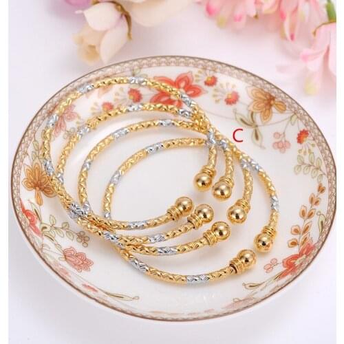 4pcs New Gold & Silver Cuff Bangle for Women Female Bracelets Bangles Mixed Color Jewelry men bangle kids children girls bangle