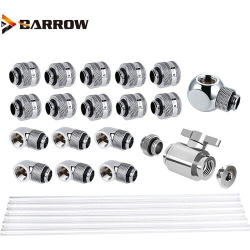 Barrow PC Water Cooling PETG Hard Tube G1/4" Fittings Custom Liquid Loop System Kit With Water Value,Rigid Fitting Connector