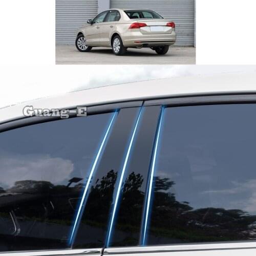 For Volkswagen VW Bora 2016-2018 Car PC Material Pillar Post Cover Door Trim Window Piano Black Molding Sticker Plate 4pcs