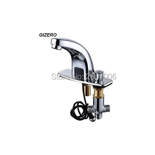 GIZERO Free Shipping Hot&Cold Automatic inflared Sensor Faucet for bathroom water saving Inductive electric tap mixer ZR6151