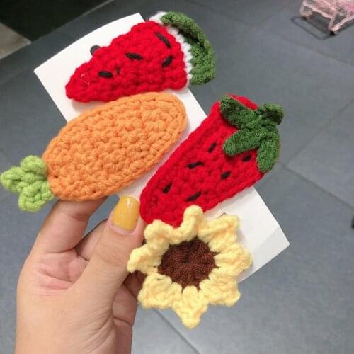 Classic Candy Color Hair Clips Weave Fruits Sunflower High-quality Comfortable Simplicity Portable Hairpins Girls Women Barrette