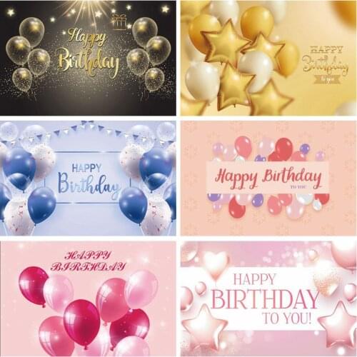 Laeacco Colorful Balloons Photography Backdrop Gold Dots Star Flag Baby Birthday Party Photography Background For Photo Studio