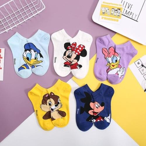 Disney Mickey Minnie socks men and women boat socks socks summer thin breathable cotton socks cartoon cotton socks birthday gift