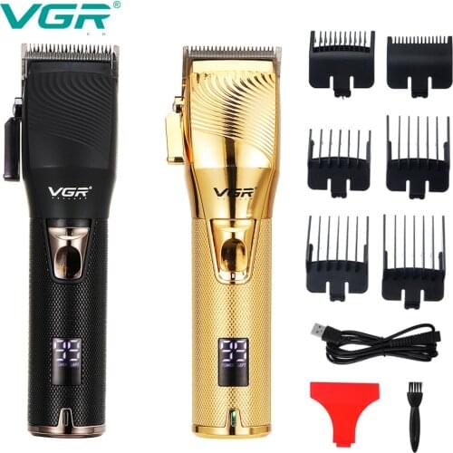 VGR Barber Professional LCD Digital Hair Trimmer USB Rechargeable Electric Hair Clipper Mens Cordless Haircut R-280
