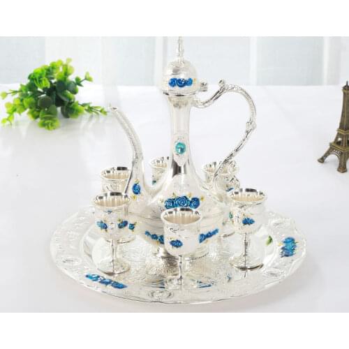 Metal Wine Set European-Style Small Number Rose Pattern Creative Liquor Set Wine Set European-Style Flagon Set
