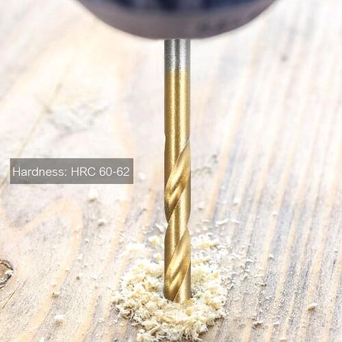 50pcs HSS Plating Titanium Twist Drill Bit Set Metric System Titanium Coated Twist Drills Bits Woodworking Wood Drilling Tool