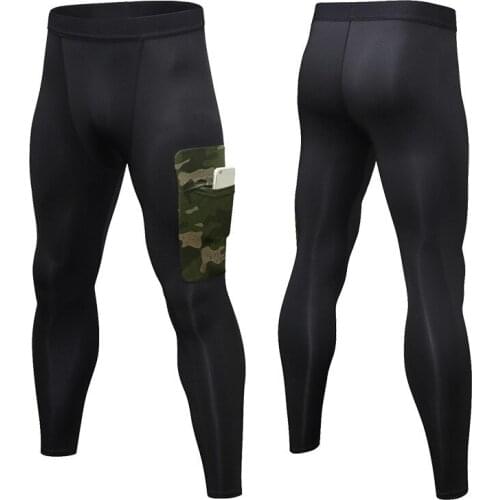 New Men Camouflage Pocket Sport Running Tights Mens Gym Fitness Training Sport Jogging Running Pants Men Slim Sport Trousers