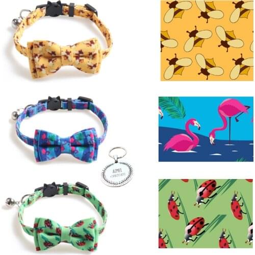 Kitten Cat Collars Breakaway with Personalized Custom ID tag Nameplate Cats Necklace Collar Bell Bowtie Kitty Puppy Chihuahua