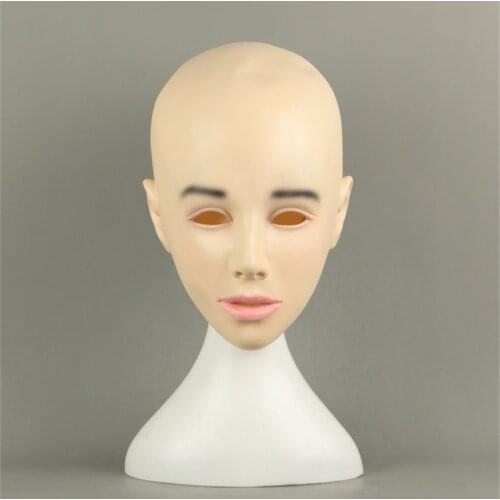 Realistic Sexy Lady Female Mask Latex Sunscreen Face Mask Women Skin Masquerade Mask Transgender Half Covered Mask Role Play