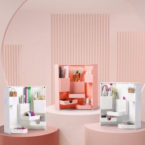 Foldable Cosmetic Storage Box Desktop Stationery Organizer Sundries Case Plastic Makeup Brush Holder Nordic Home Decoration