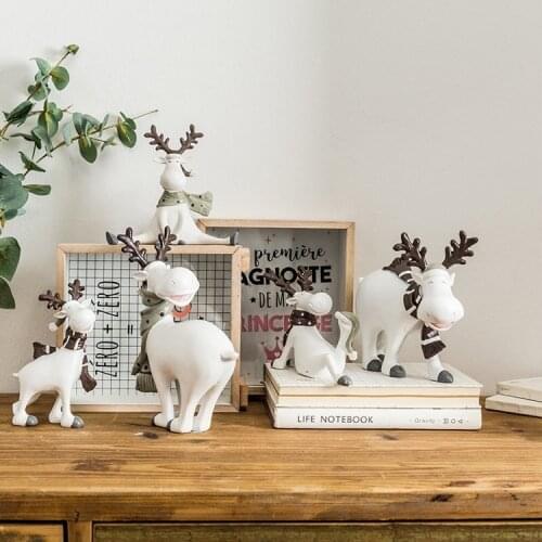 Easter White Reindeer Standing Xmas White Elk Deer Dolls New Year Party Decor Elk statue desktop Ornament Gift Home Decor