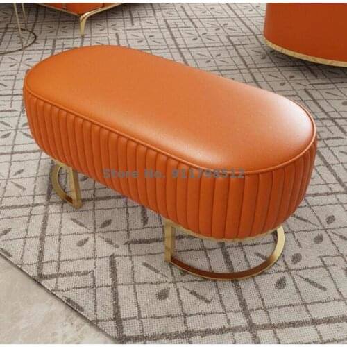 European style bed end stool modern light luxury iron leather sofa hallway shoe changing stool bedroom bed end bench rest stool
