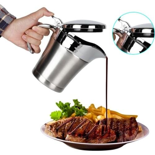 450/750ml Thermal Steak Gravy Boat Double Walled Insulated Thermal Sauce Jug Stainless Steel Pot Sauce Vinegar Liquid Container