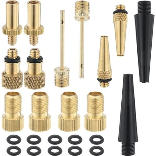 24pcs Bike Bicycle Presta to Schrader SV AV DV Valve Adapters+ Presta Valve Extension Pump Tools for Mountain Road Bike