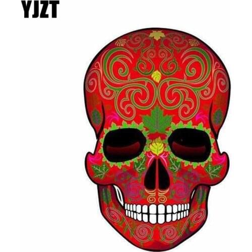 YJZT 7.1CM*10.7CM Creative Sugar Skull Car Sticker Dia de los Muertos Car Accessories 6-2006