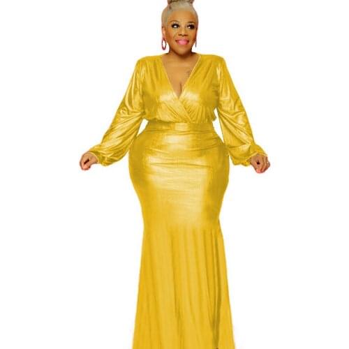 Big Swing Oversize Casual Women Dress Long Sleeve Party Dress Solid V-Neck Sexy Long Dress for Women Plus Size Ruched Dress