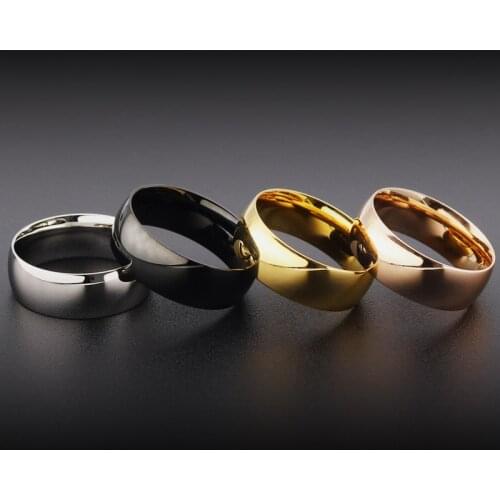 1 x Mens Womens Band Ring 2mm 4mm 6mm 8mm Fashion Stainless Steel Wedding Couple Jewelry Black Gold Polished dropshipping