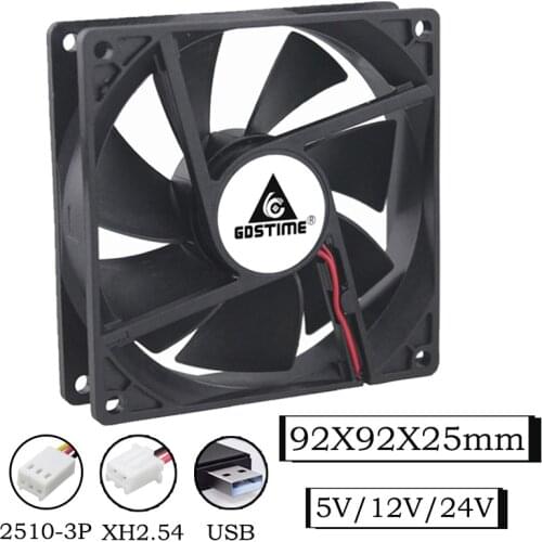 1 Pcs Gdstime 5V 12V 24V 92x92x25mm 90mm Brushless Axial Flow Cooling Fan 9cm 9225 PC Computer Case Industrial Equipment cooler