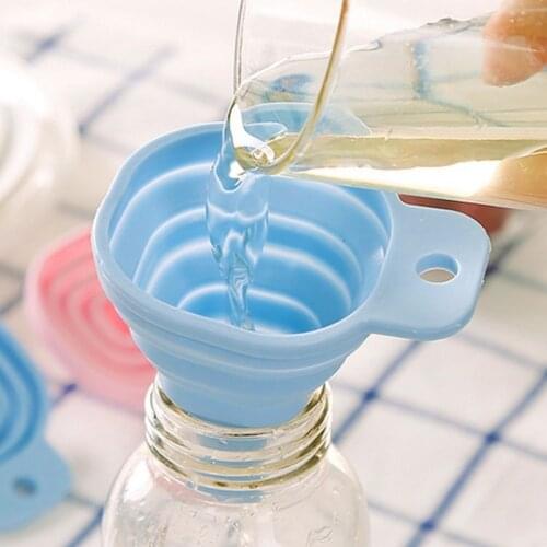 1pc Collapsible Funnel Portable Silicone Folding Funnels Kitchen Folding Heat Oil Resistant Water Liquid Food-Grade Kitchen Tool