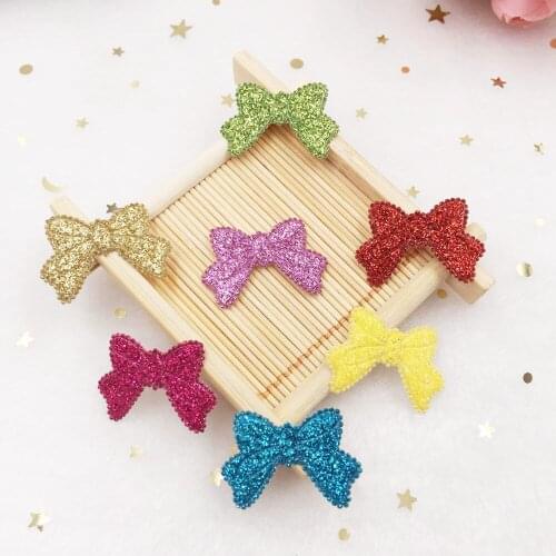 100pcs mixed Glitter Leather Padded Paillette Bow Applique Patches Wedding DIY Hair Clip Accessories Craft Supplies SA916