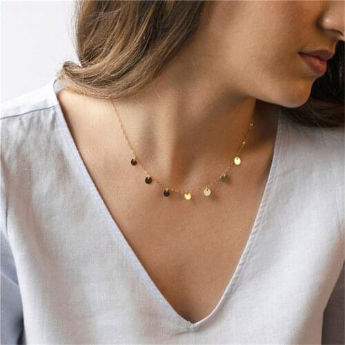 14K Gold Filled Coins Necklace Handmade Jewelry Boho Choker Pendants Minimalism Collier Femme Kolye Collares Women Necklace