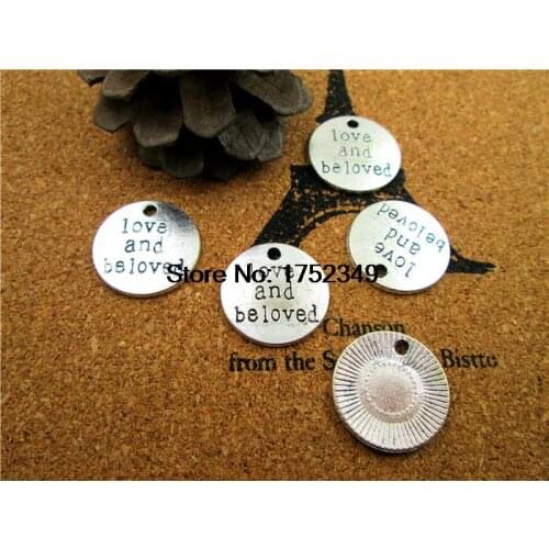 15pcs Love and Beloved Charms, 20mm Silver Tone Love Pattern Drop Pendants 20mm