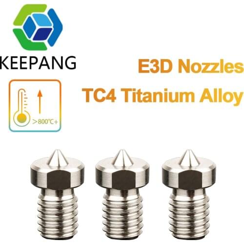 2Pcs High Quality E3D V5 V6 TC4 Titanium alloy Nozzle Hard Steel Nozzle 3D printer nozzle for 1.75mm filament hotend Extruder